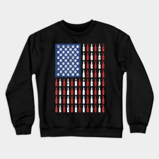 American flag USA with Dog Paw and Beer Bottle Crewneck Sweatshirt